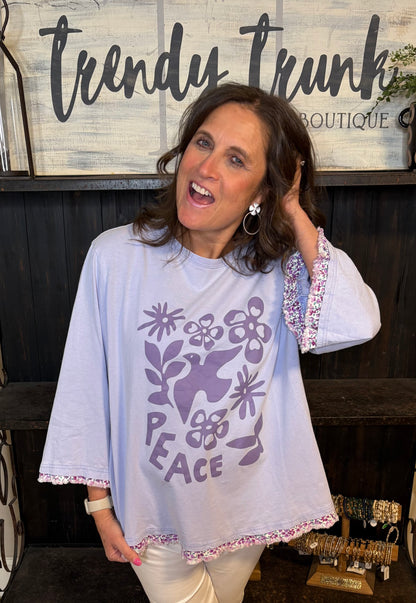 Mineral Washed PEACE graphic print top