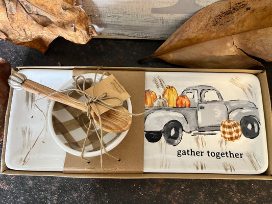 Mud Pie Gather Truck Tray & Dip Set