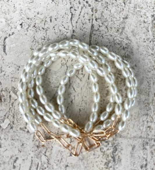 Honor Gold Pearl Bracelet Set
