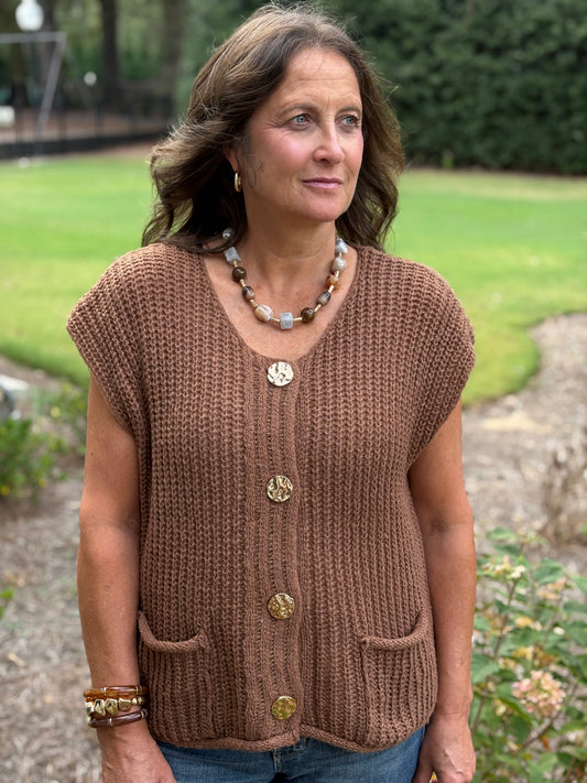 Gold Button Sweater Vest / 2 colors