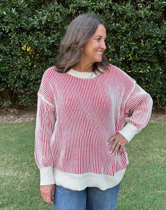 Two-Tone Chenille Crewneck Sweater 3 colors