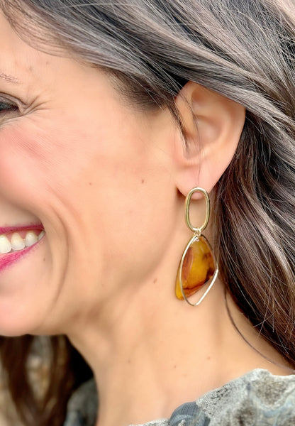 Topaz Acrylic Dangle Oval Earrings