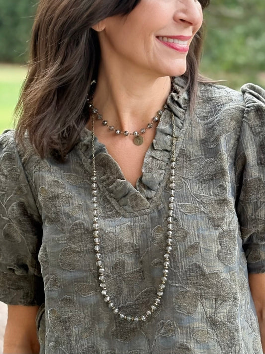 Crystal Bead Long Necklace