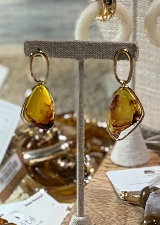 Topaz Acrylic Dangle Oval Earrings