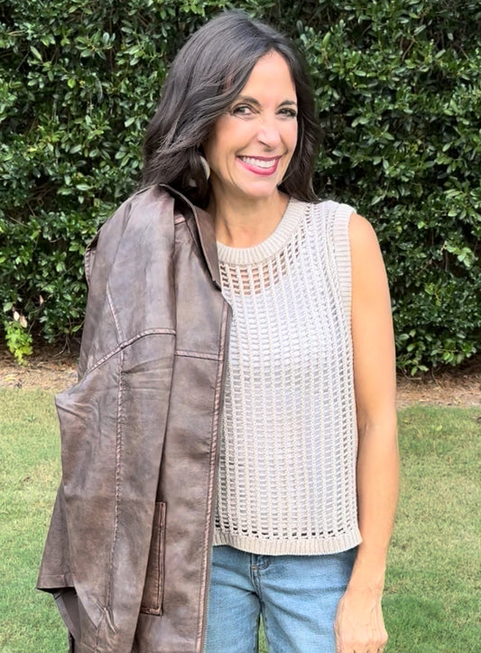 Acid Washed Fishnet Sweater Vest / 2 colors