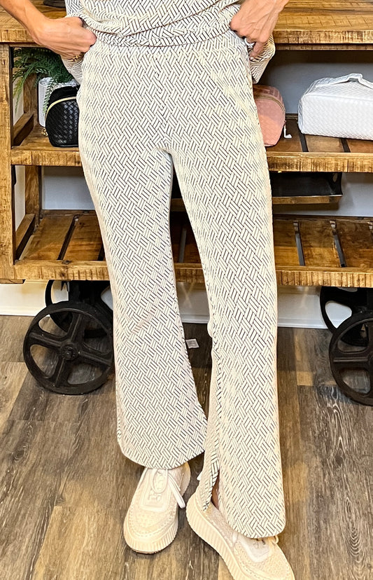 Textured Flare Casual Pant BONE