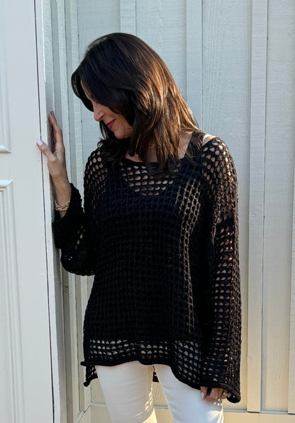 Oversized Crochet PullOver Sweater /2 colors
