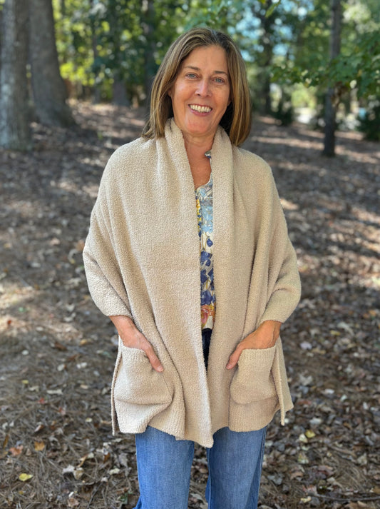 Chenille Sweater Wrap with Pockets / 5 colors