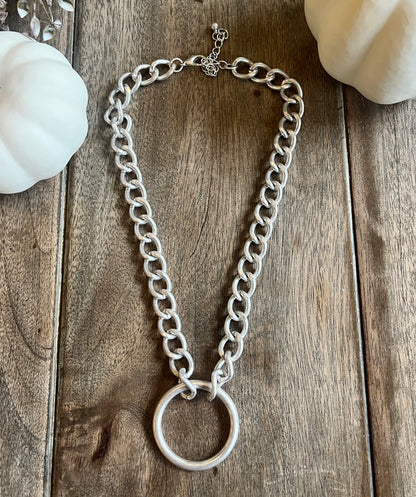 Chunky Chain SILVER or GOLD Circle Pendant