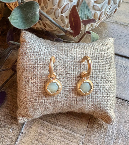 Matte Gold Mini Hoops with Stones / 5 colors