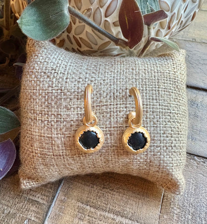 Matte Gold Mini Hoops with Stones / 5 colors