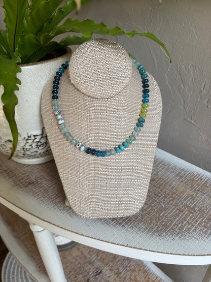 Natural Agate Beaded Necklace 16" plus 3" extender