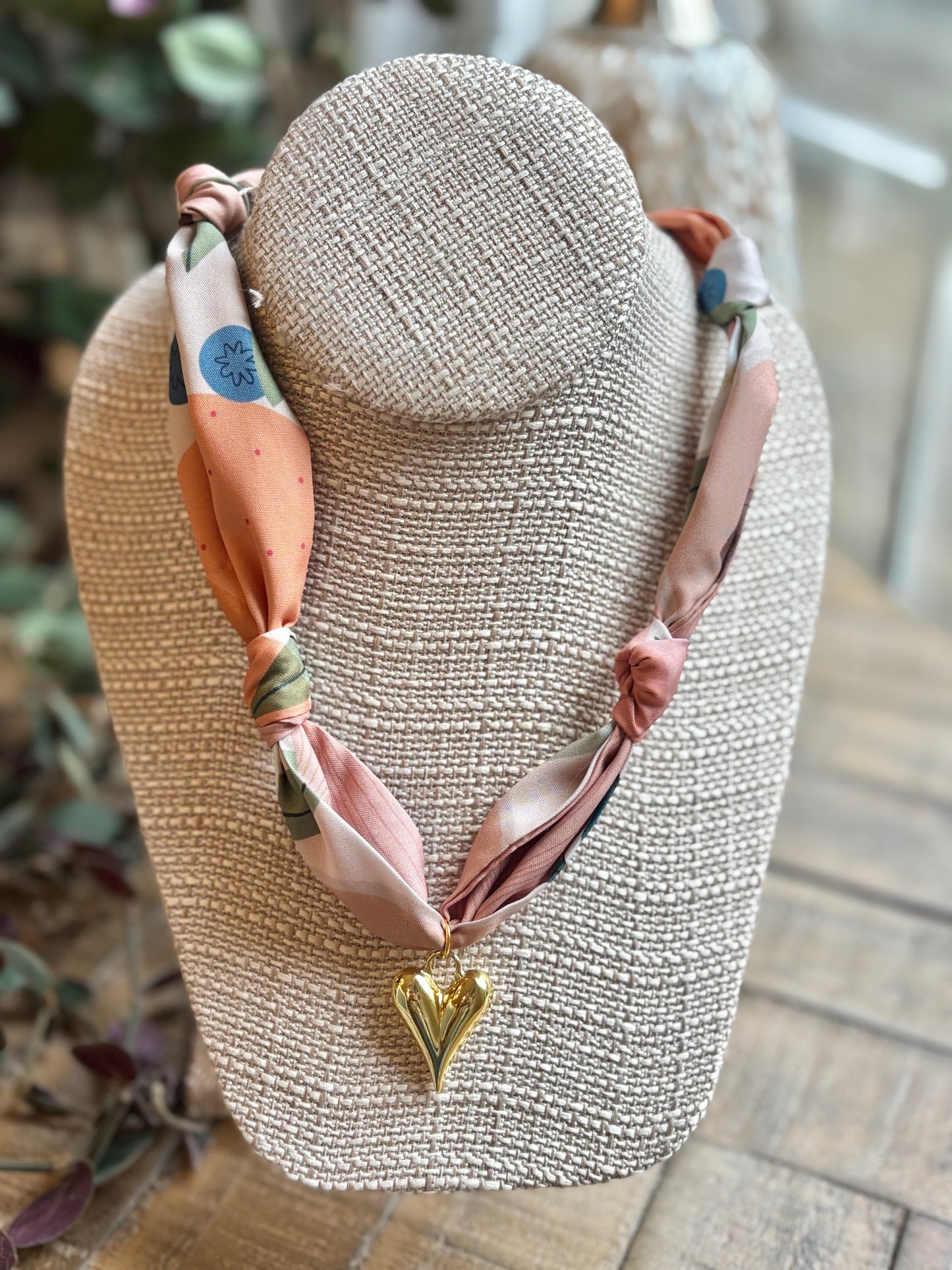 Heart Charm Fall Scarf Necklaces / 6 patterns
