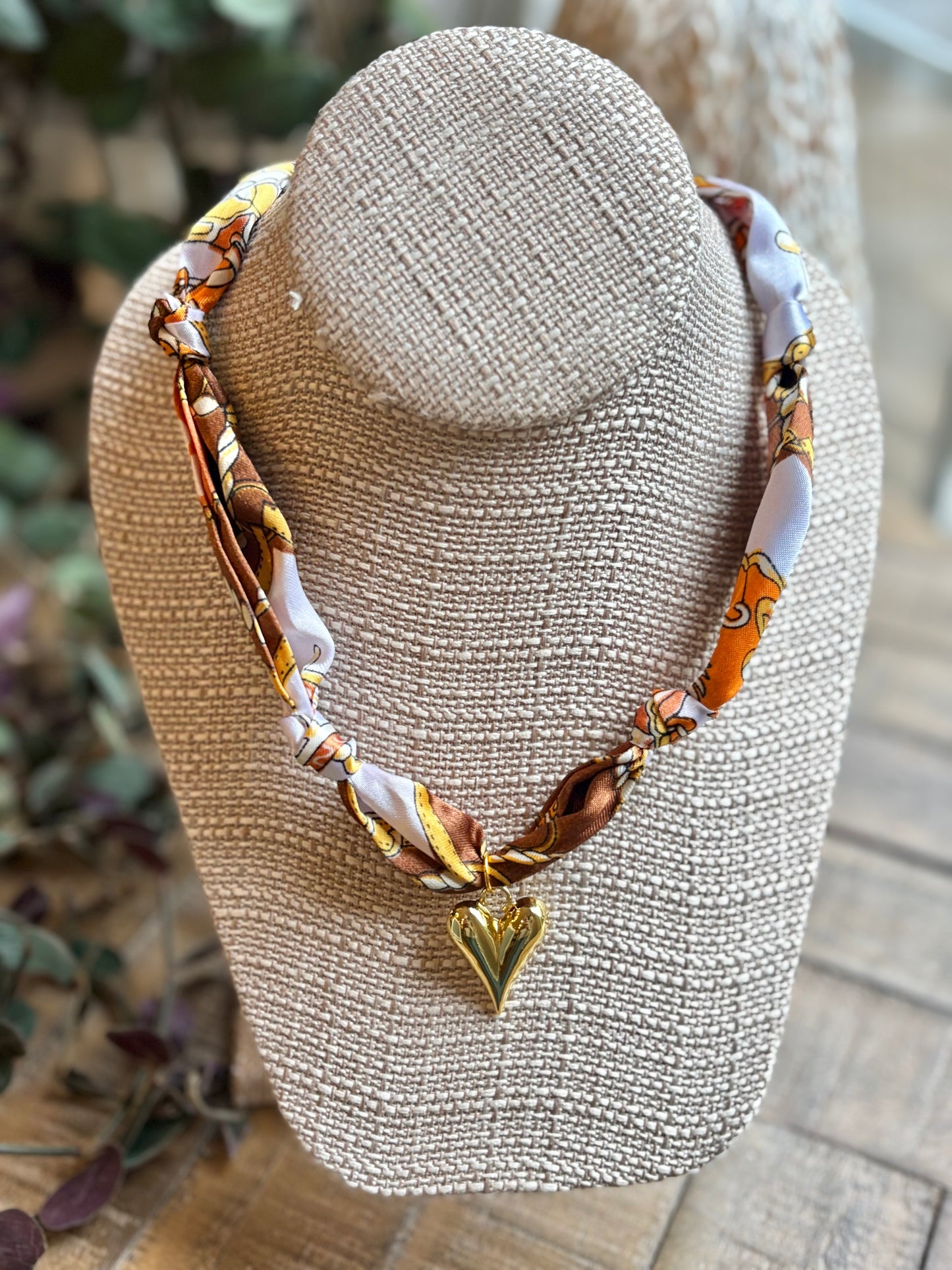 Heart Charm Fall Scarf Necklaces / 6 patterns