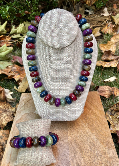 Fall Resin Flat Bead Statement Necklace / 2 colors
