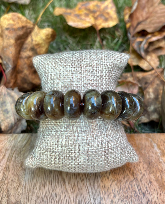 Flat Resin Bead Stretch Bracelet / 2 colors
