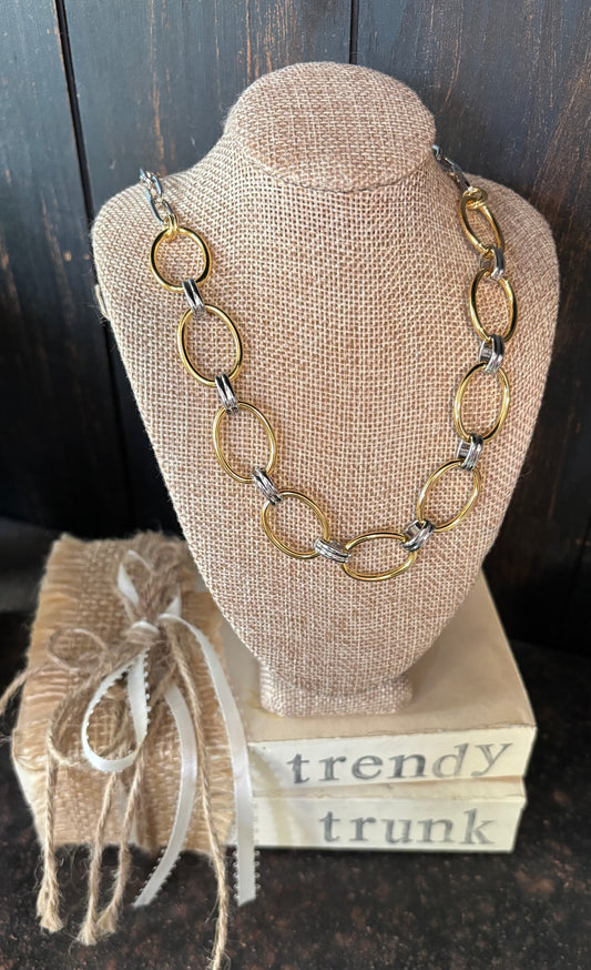 Gold and Silver Chain link Necklace