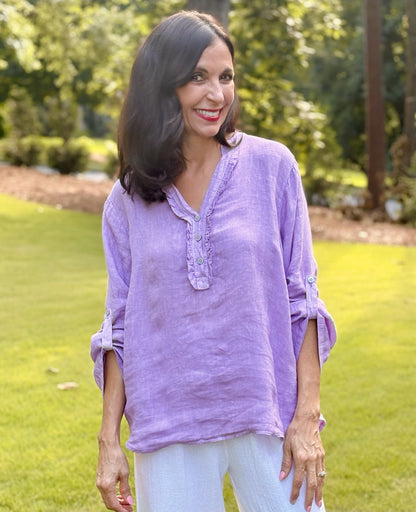 Italian Linen Henley Blouse