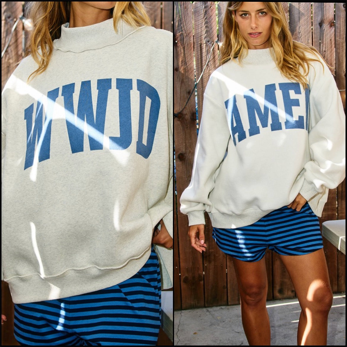 Reversible Mockneck "WWJD" & "AMEN" Sweatshirt Scripture - PREORDER