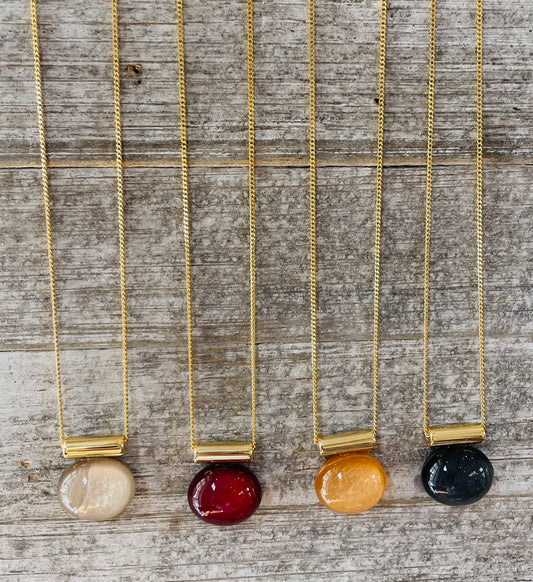 Glistening Pebble Charm Gold Necklace - 4 colors