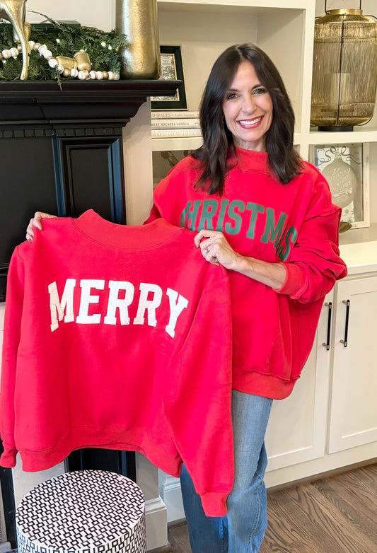 "Merry" and "Christmas" Reversible Sweatshirt