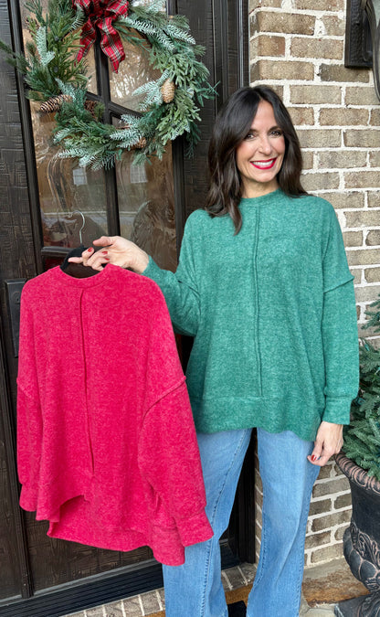 Front Seam Brushed Hacci Cozy Sweater / 7 colors