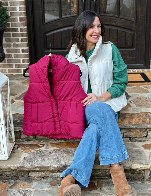 High Neck Puffer Vest - 4 colors