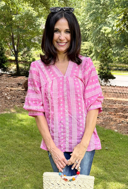 Boho Chic Embroidered Cotton Top