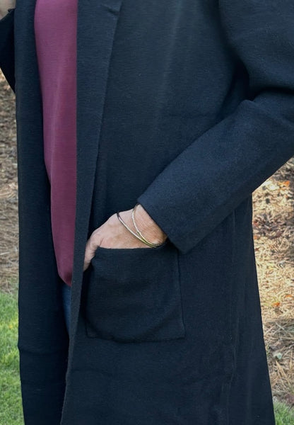 Classic Black Shawl Collar Cardigan