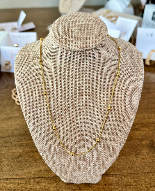 Stainless Steel Gold Beaded Ball Necklace