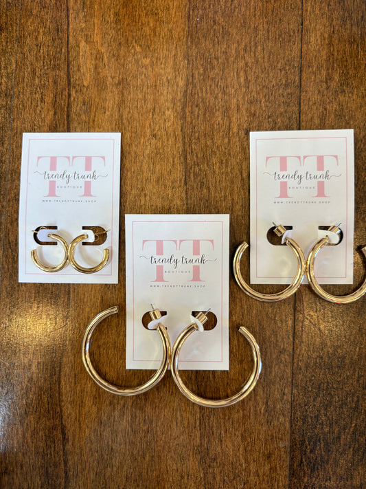 Classic Shiny Gold Hoops / 3 sizes