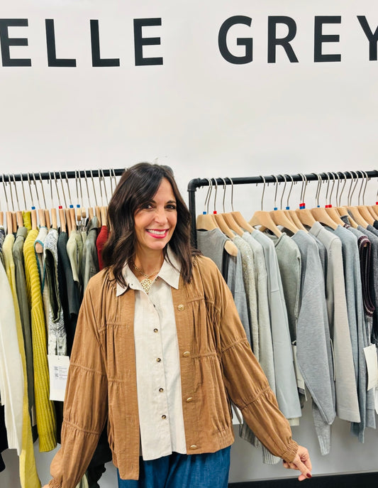 Lightweight Suede Elastic Piping Blouse Jacket