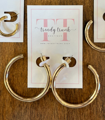 Classic Shiny Gold Hoops / 3 sizes