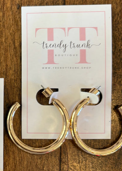 Classic Shiny Gold Hoops / 3 sizes