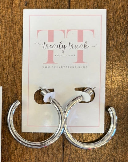 Classic Shiny Silver Hoops / 3 sizes
