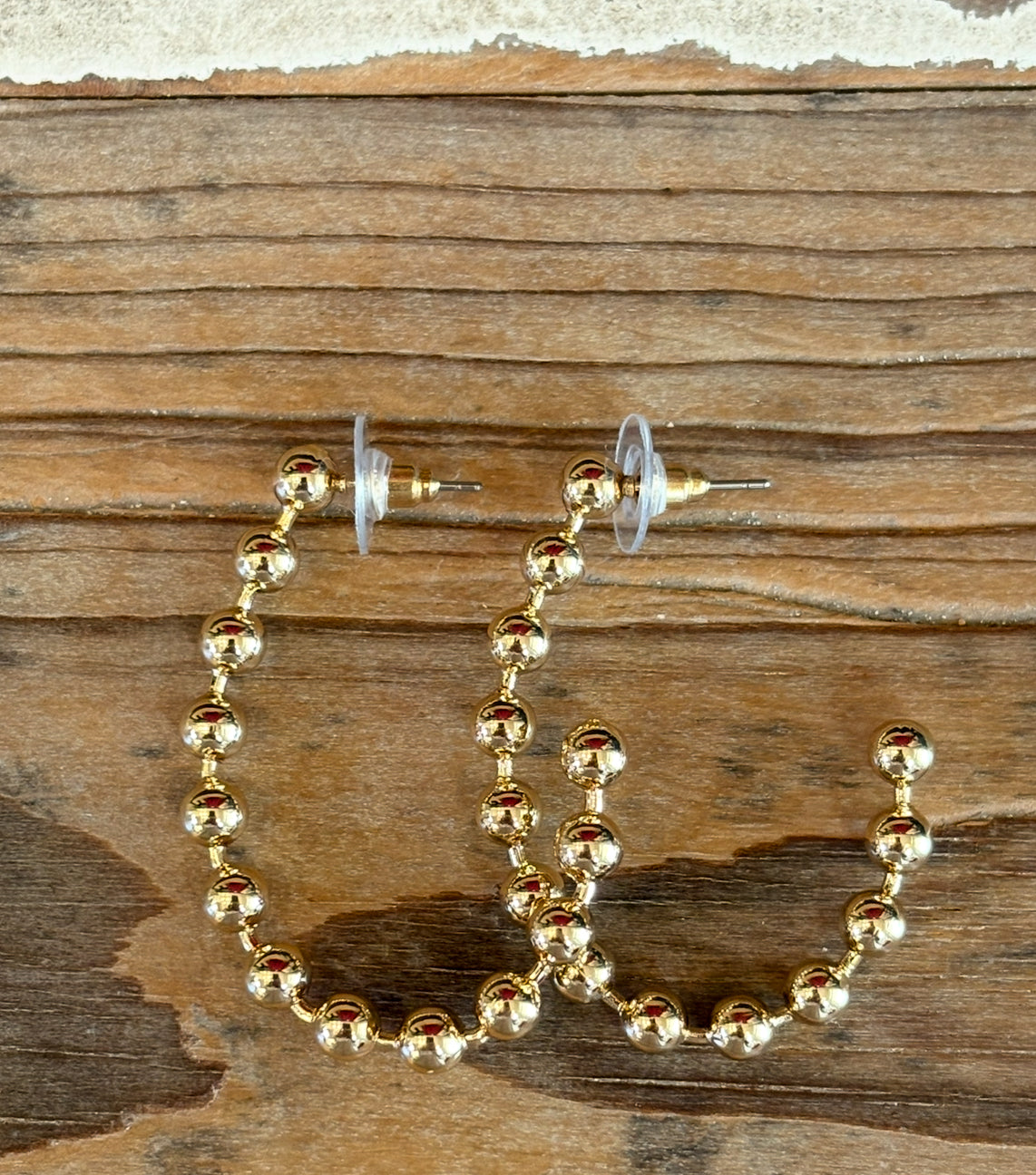 Oval Beaded Hoop Earrings – Silver or Gold