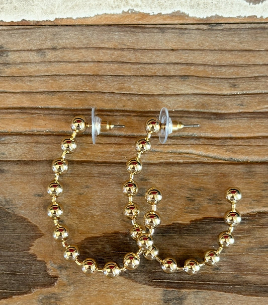 Oval Beaded Hoop Earrings – Silver or Gold