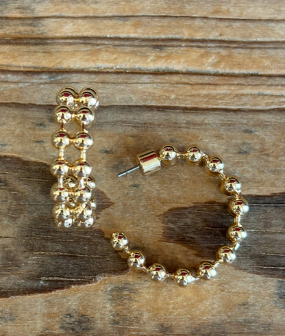 Double Bead Hoop earrings / Gold or Silver