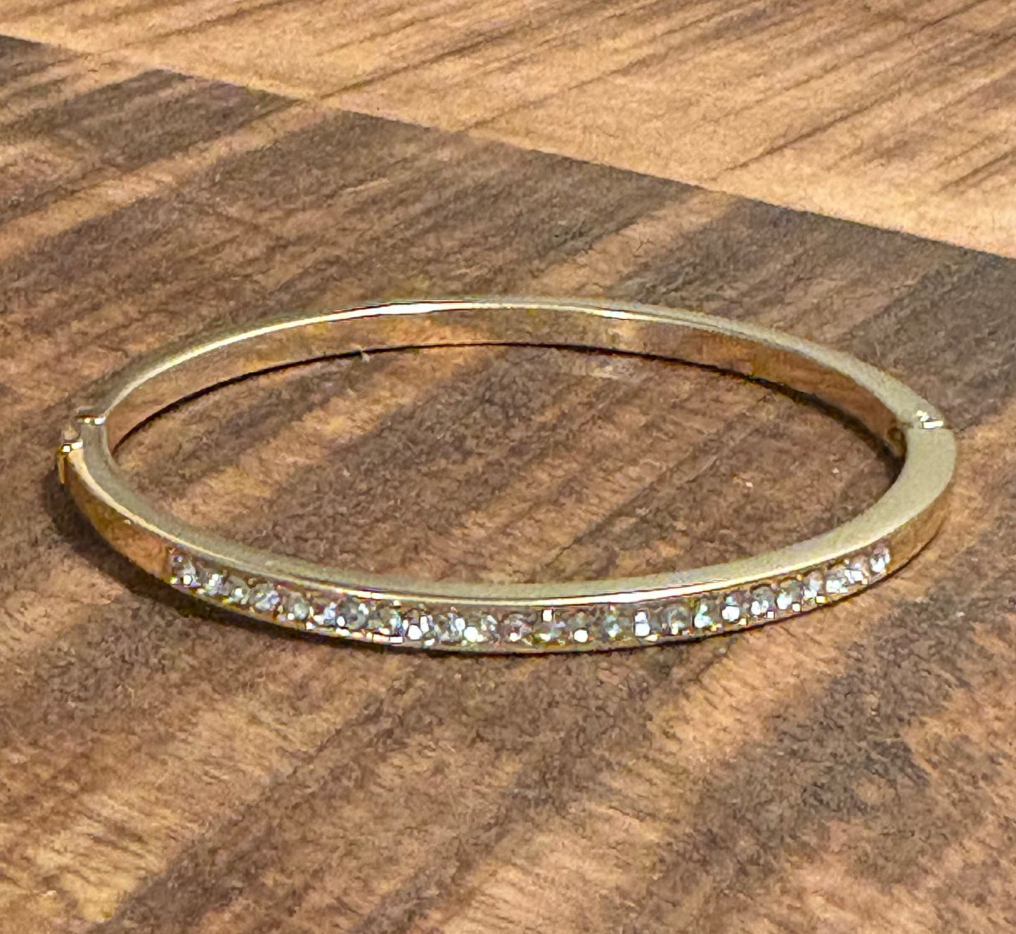 Rhinestone Inlay Bangle – Gold or Silver