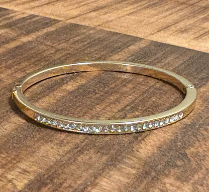 Rhinestone Inlay Bangle – Gold or Silver