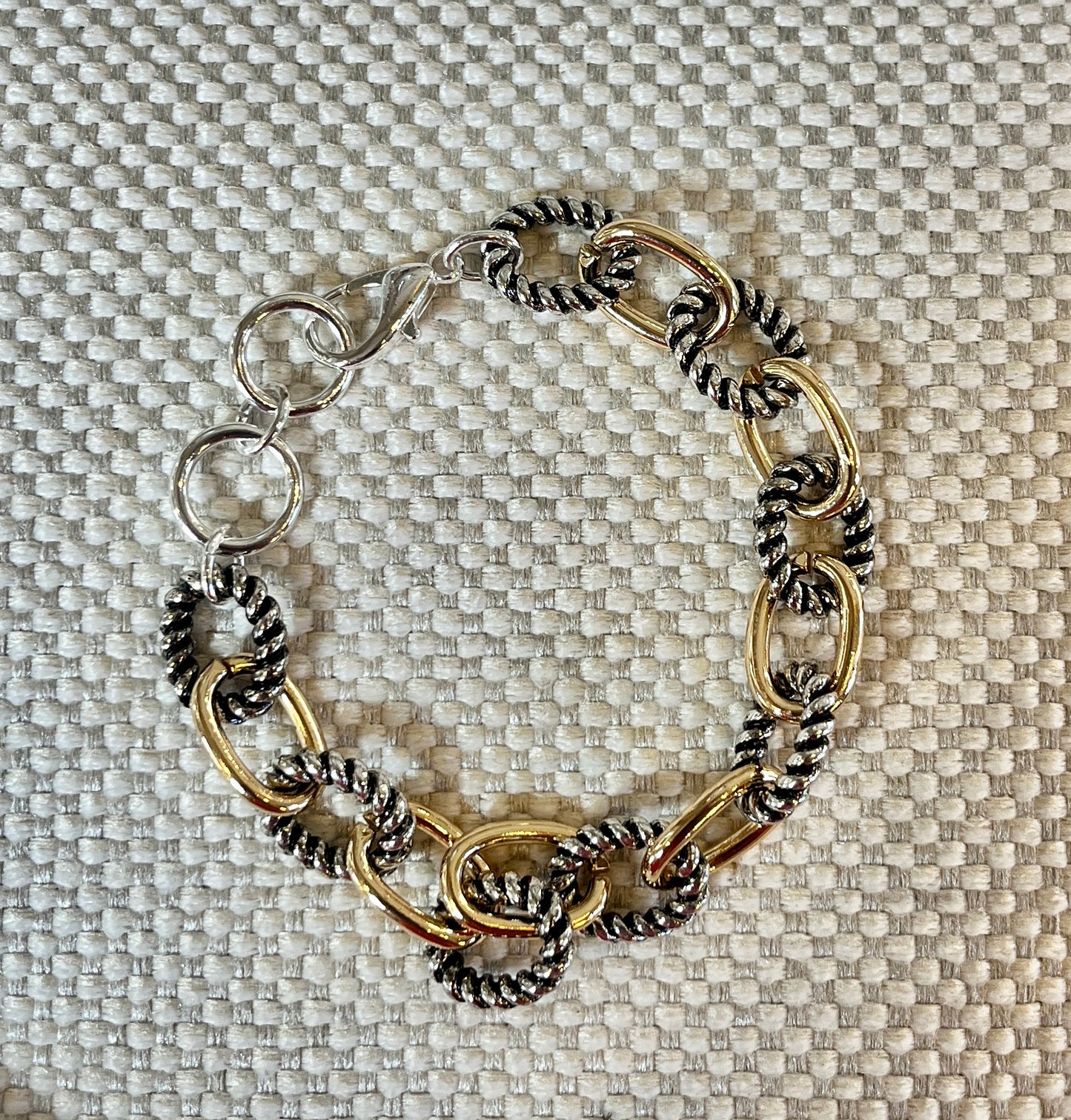 Silver & Rope Gold Link Bracelet
