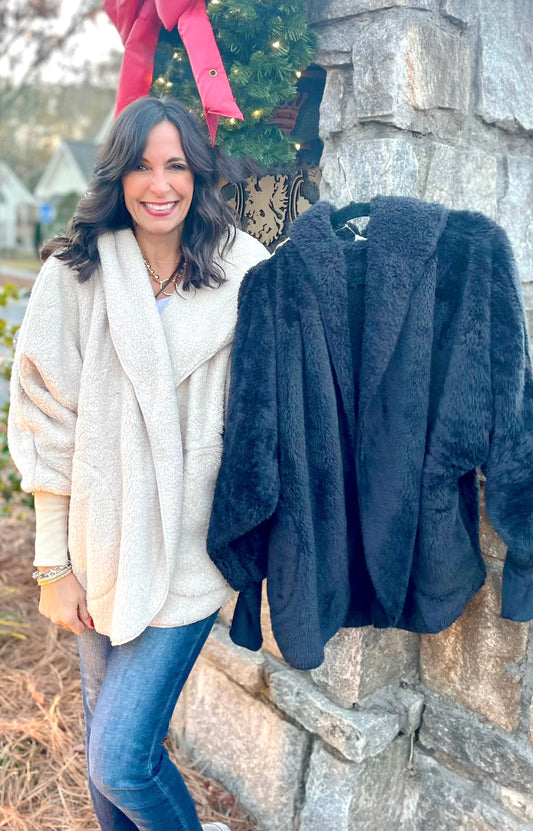 Cozy Sherpa Open Front Cardigan / 2 colors