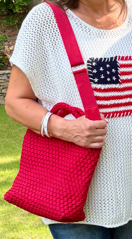 Sol and Selene Recycled Laced up Woven Cross Body Small Bag