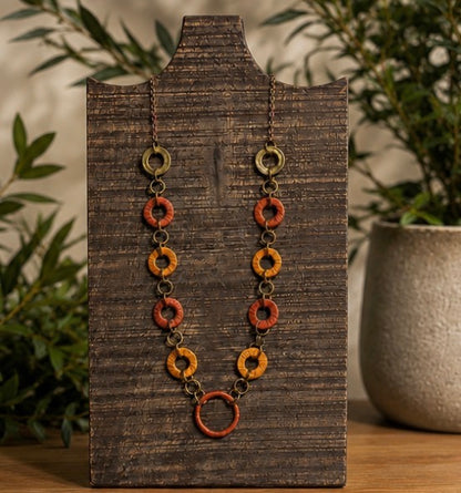 Artisan Circle Link Rafia Necklace -3 colors