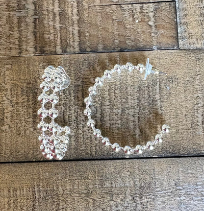 Double Bead Hoop earrings / Gold or Silver