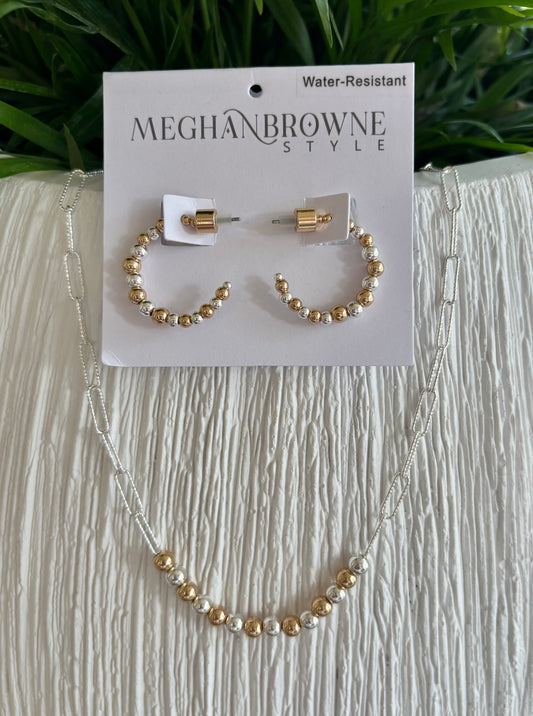 Gold/ Silver Bead Chain necklace Silver Necklace