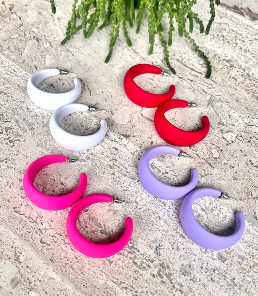 Acrylic Color C Shape Hoop Earrings / 4 colors