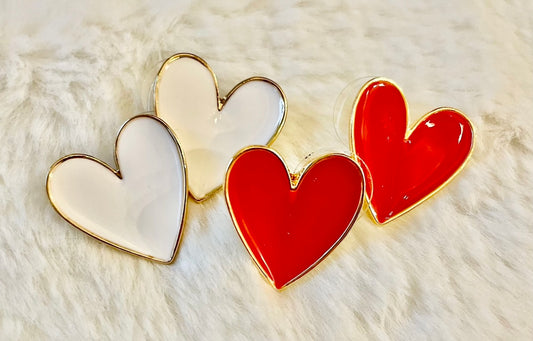 Painted Heart Stud Earrings / 2 colors