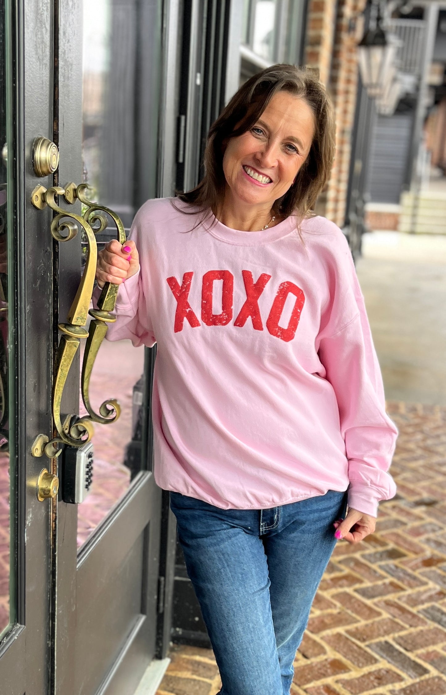 XOXO Pink Sweatshirt Valentines Crewneck