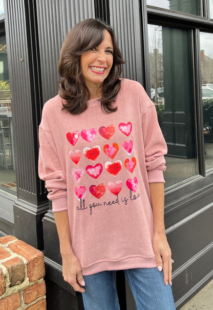 All You Need Is LOVE Heart Corded Sweatshirt